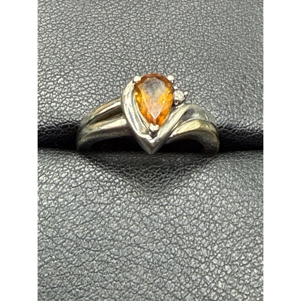 EUC 14k Accent Sterling Silver Citrine Ring Size 6.25 J28 - Picture 4 of 10